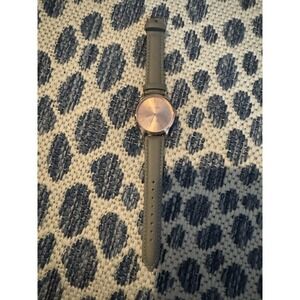 Monroe Classique Water Resistant Watch Rose Tone Gold Case Gray Leather   New